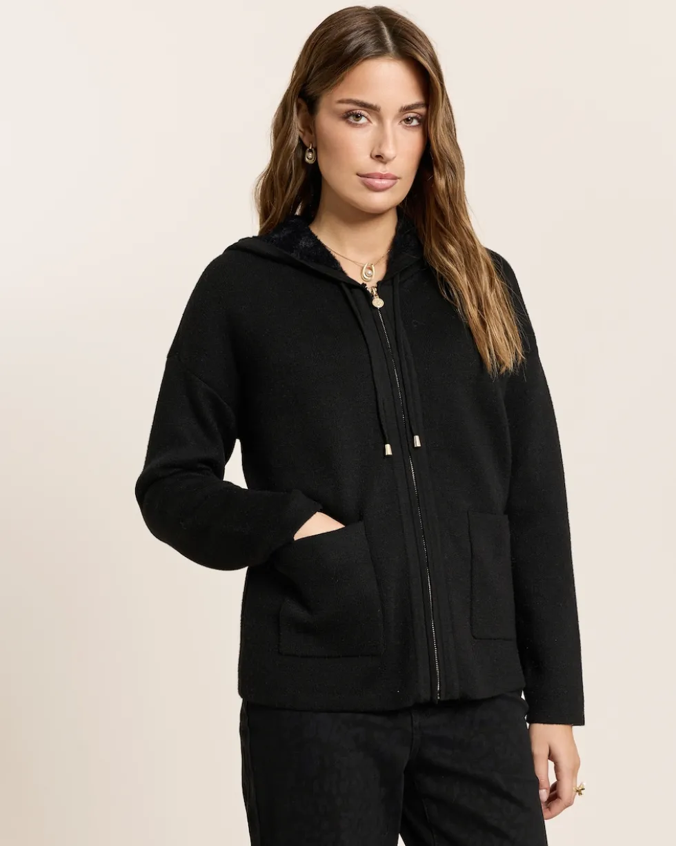 Flauschcardigan mit Reißverschluss