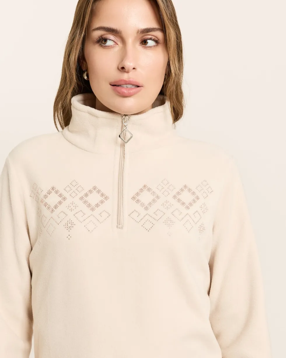 Fleece-Troyer mit Strass-Deko