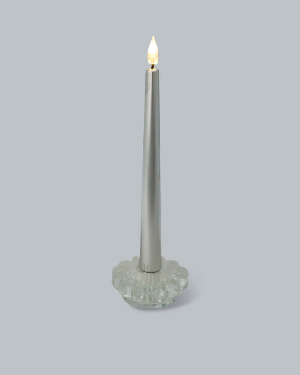 Glaskerzenständer mit LED-Stabkerze, 2tlg.