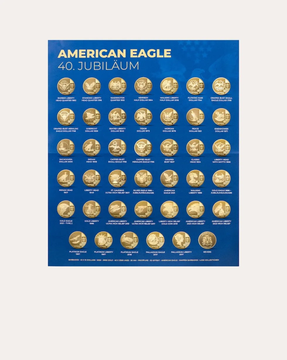 Goldmünzen-Kollektion American Eagle 40. Jubiläum, 40tlg.