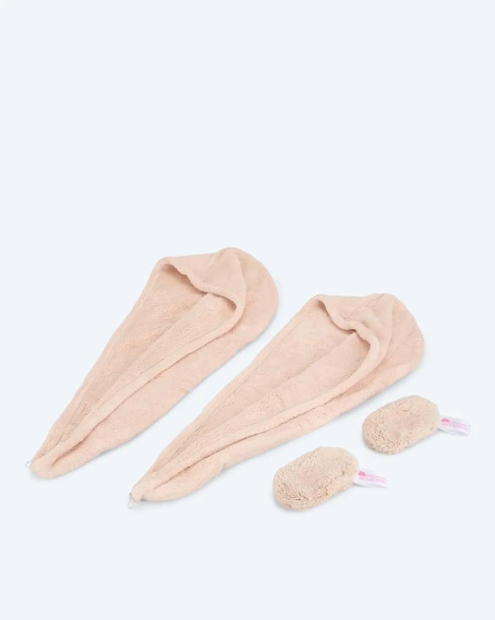 Haarturban & Abschminkwölkchen, 4tlg.