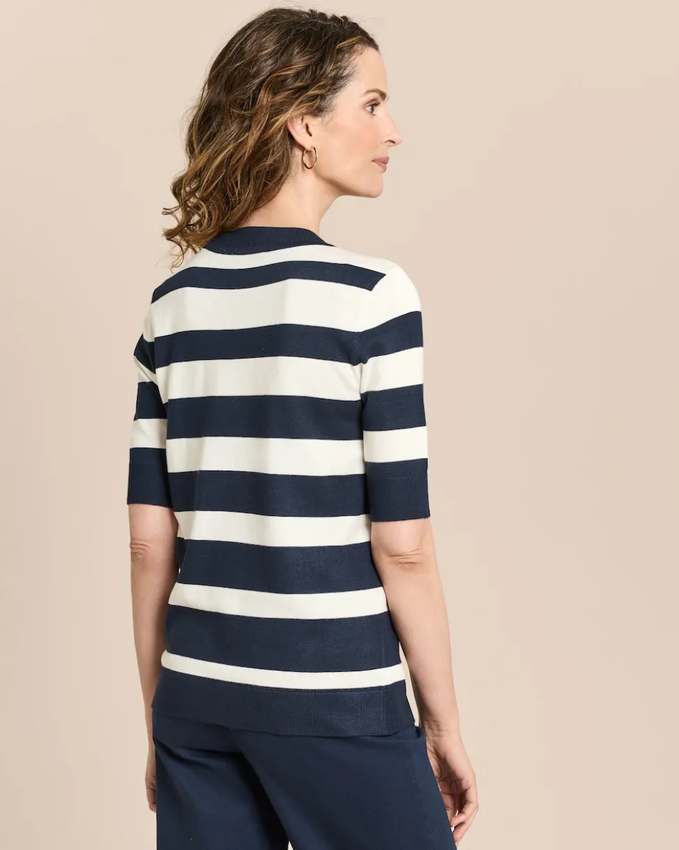 Halbarm-Pullover unregelmäßige Streifen
