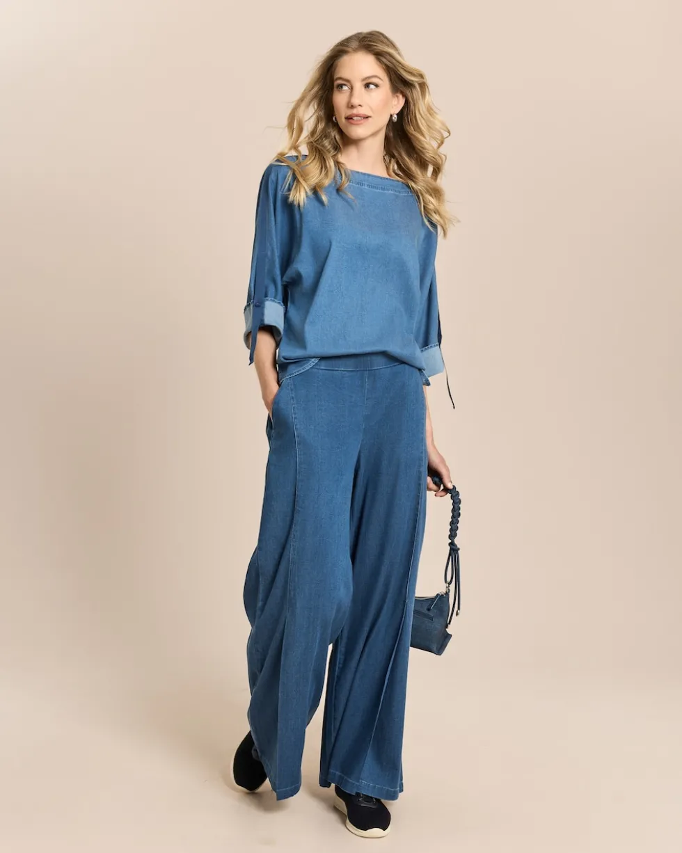 Hose aus Lyocellmix mit Layering