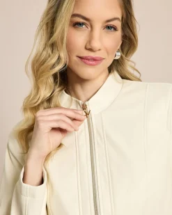 Jacke aus Lederimitat mit Stehkragen