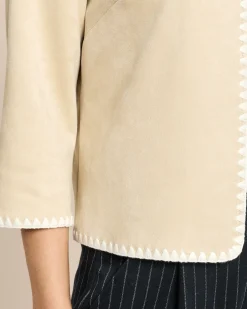 Jacke in offener Form mit Scuba Velours-Optik