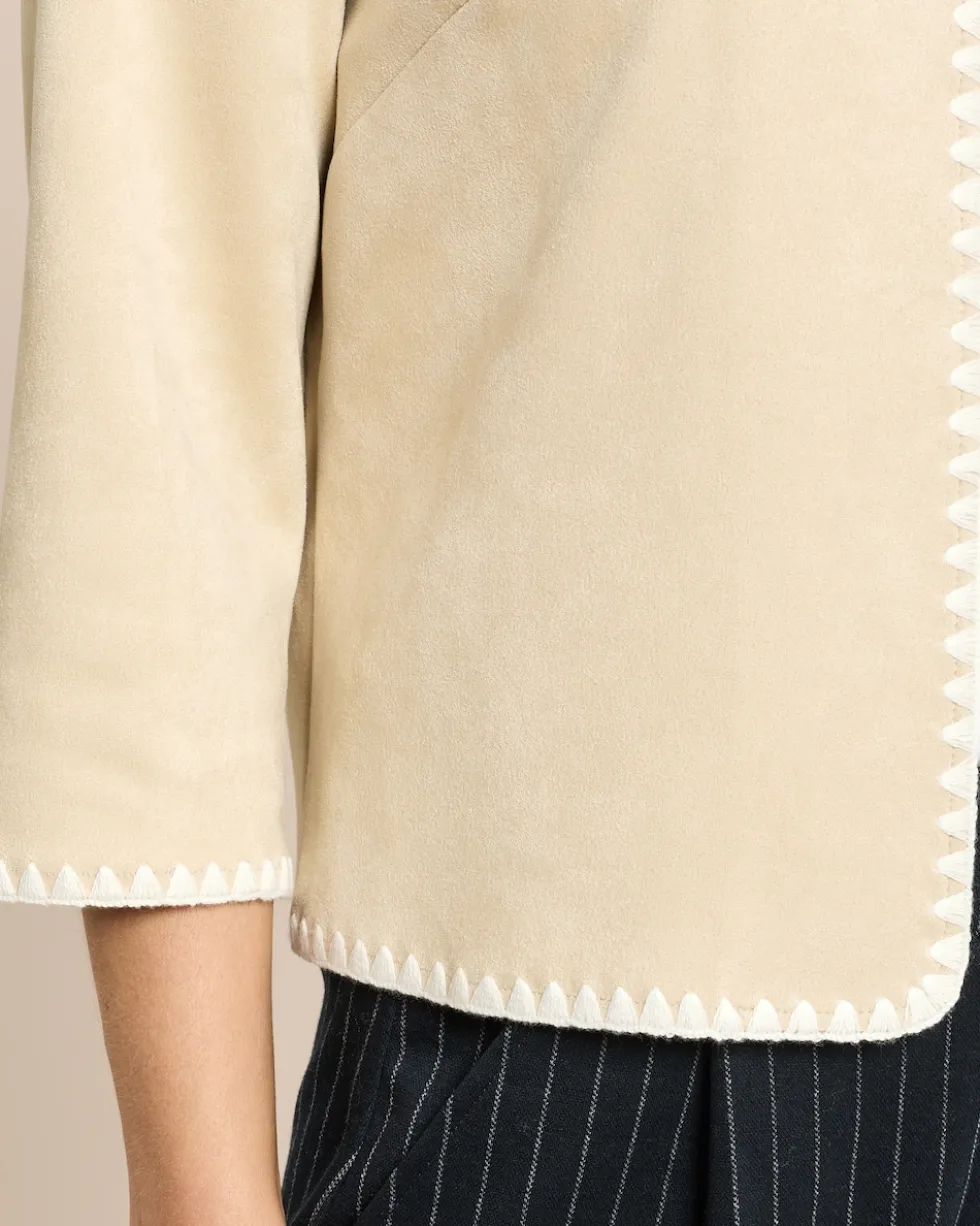 Jacke in offener Form mit Scuba Velours-Optik