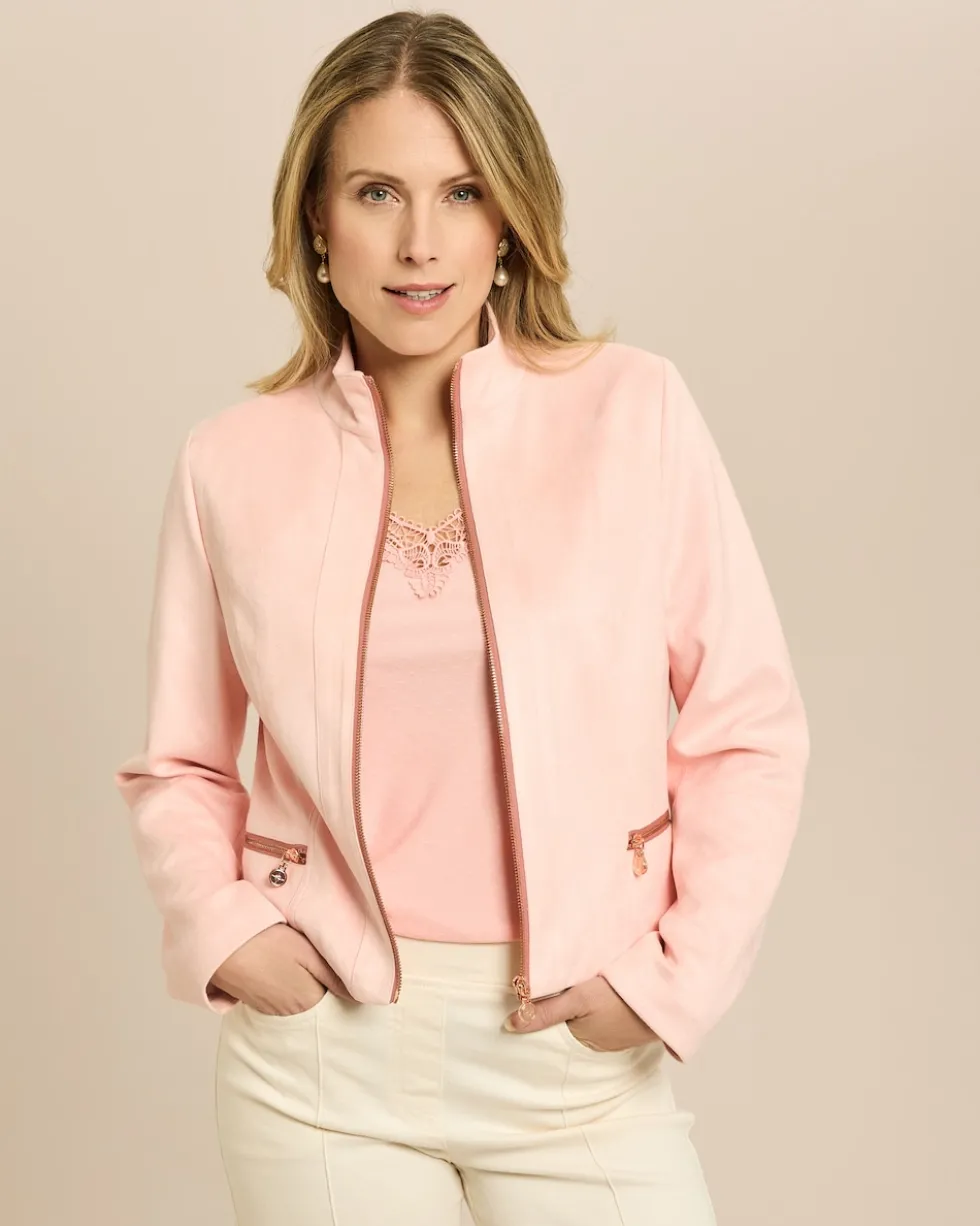 Jacke in Velourleder-Optik