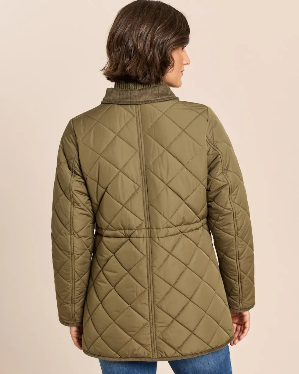 Jacke mit Rautenstepp und Cord-Absetzungen