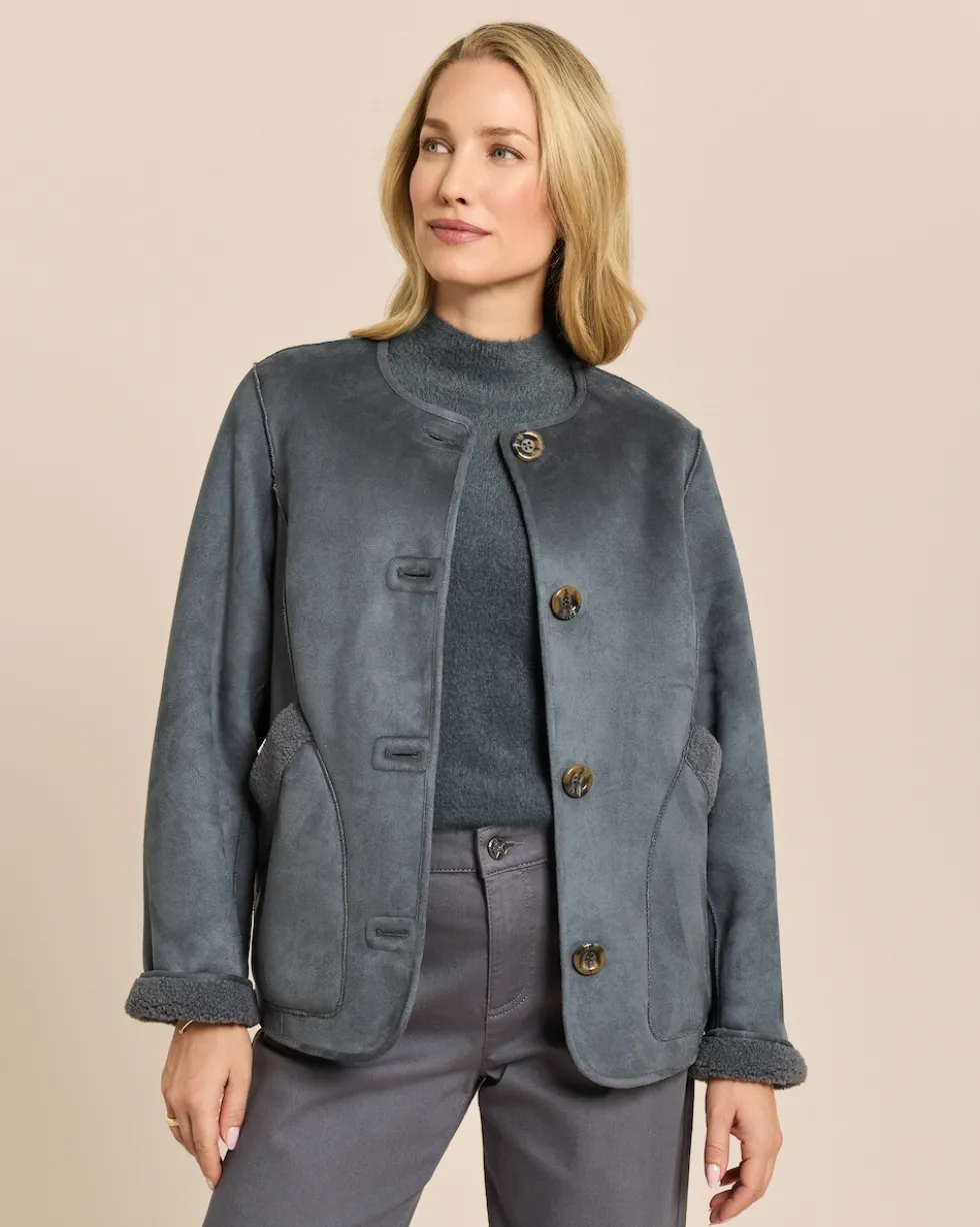Jacke zum Wenden in Shearling-Optik
