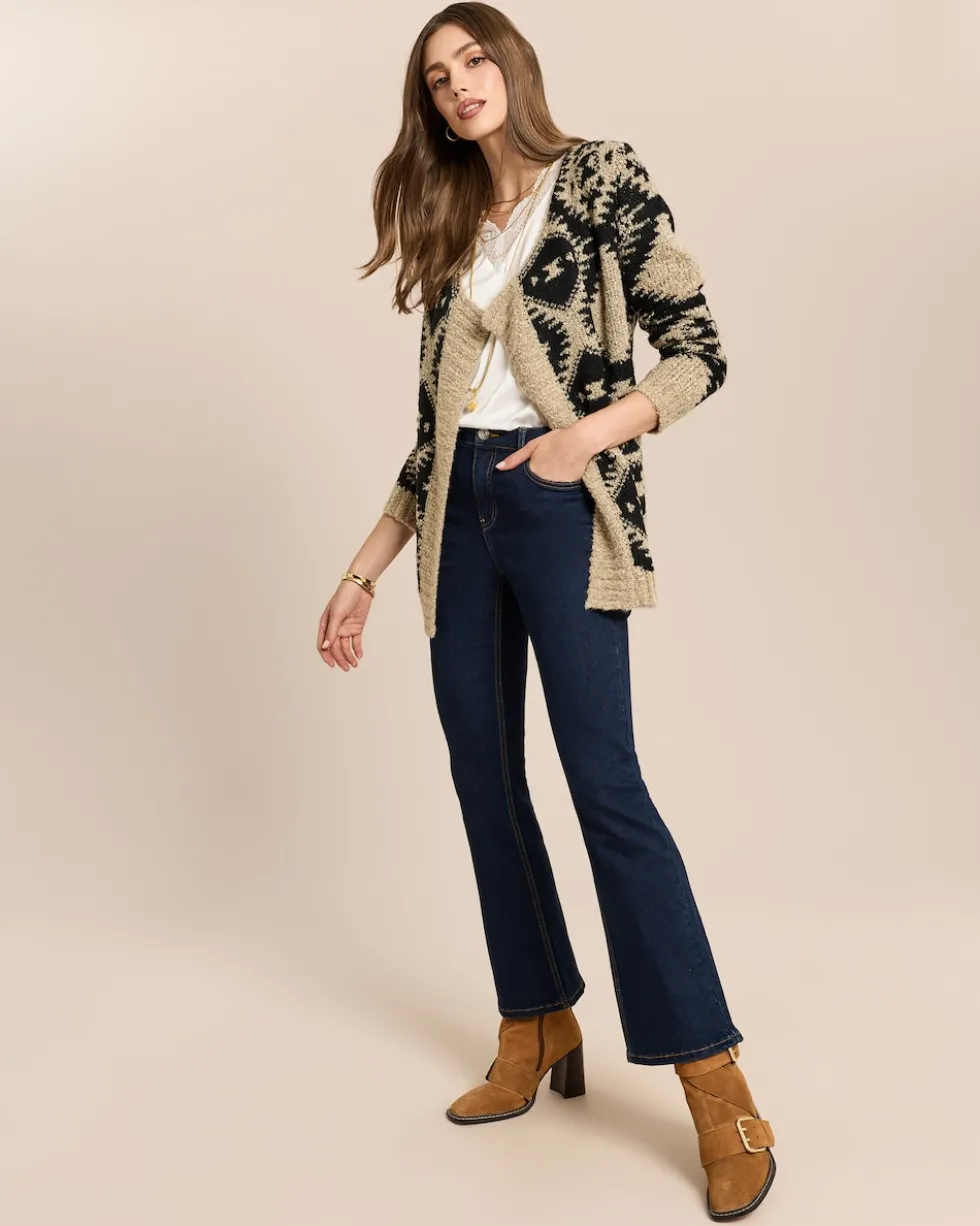 Jacquard-Cardigan mit Glanzgarn