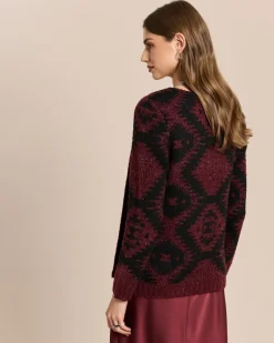 Jacquard-Cardigan mit Glanzgarn