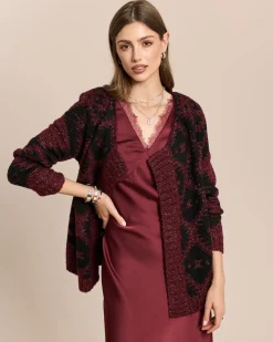 Jacquard-Cardigan mit Glanzgarn