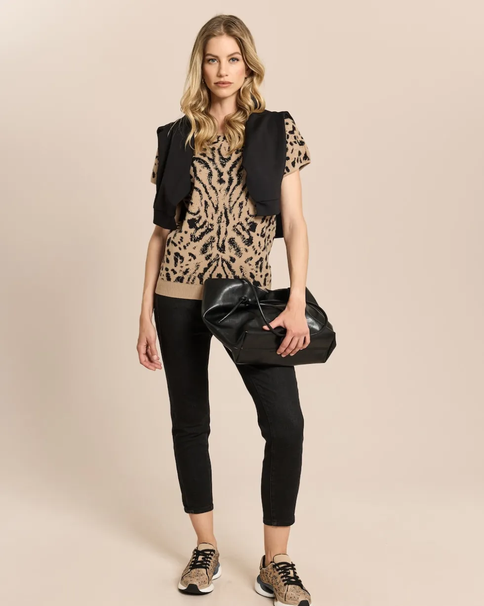 Jacquard-Pullover kurzarm