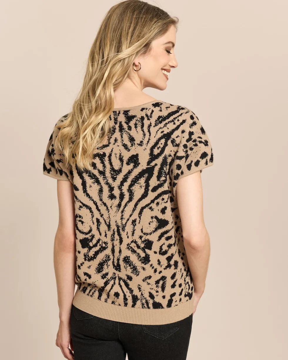 Jacquard-Pullover kurzarm