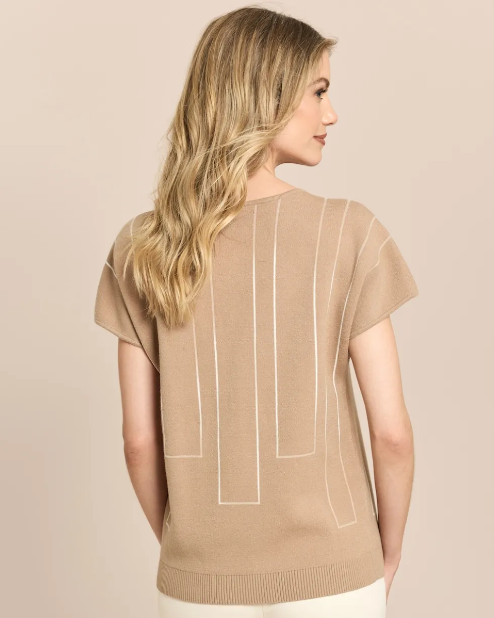 Jacquard-Pullover kurzarm