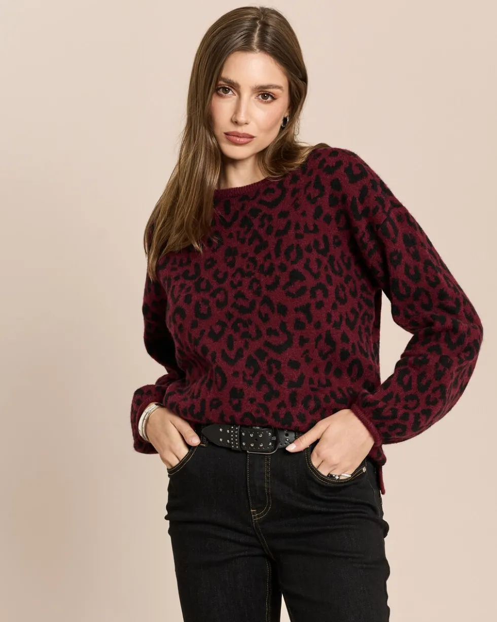 Jacquard-Pullover mit Seitenschlitzen