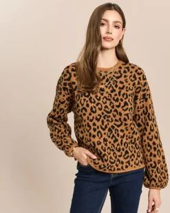 Jacquard-Pullover mit Seitenschlitzen