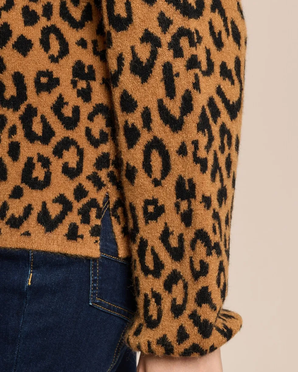 Jacquard-Pullover mit Seitenschlitzen