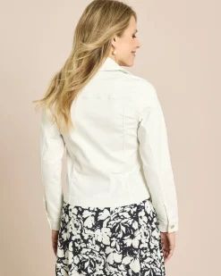 Jeansjacke im Bikerstil