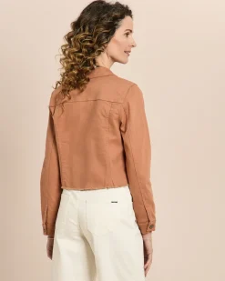 Jeansjacke mit ausgefranstem Saum