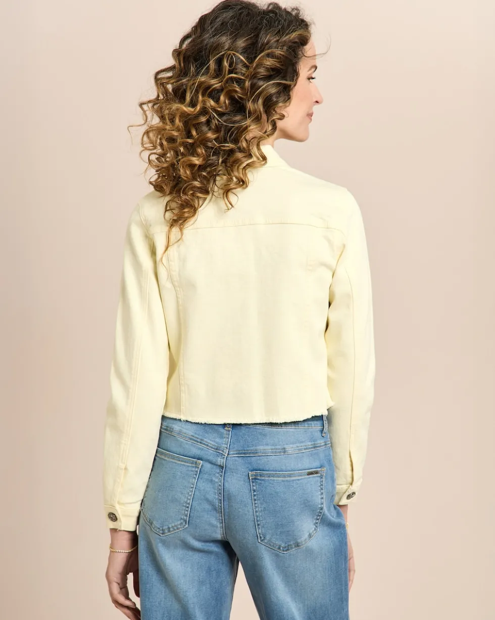 Jeansjacke mit ausgefranstem Saum
