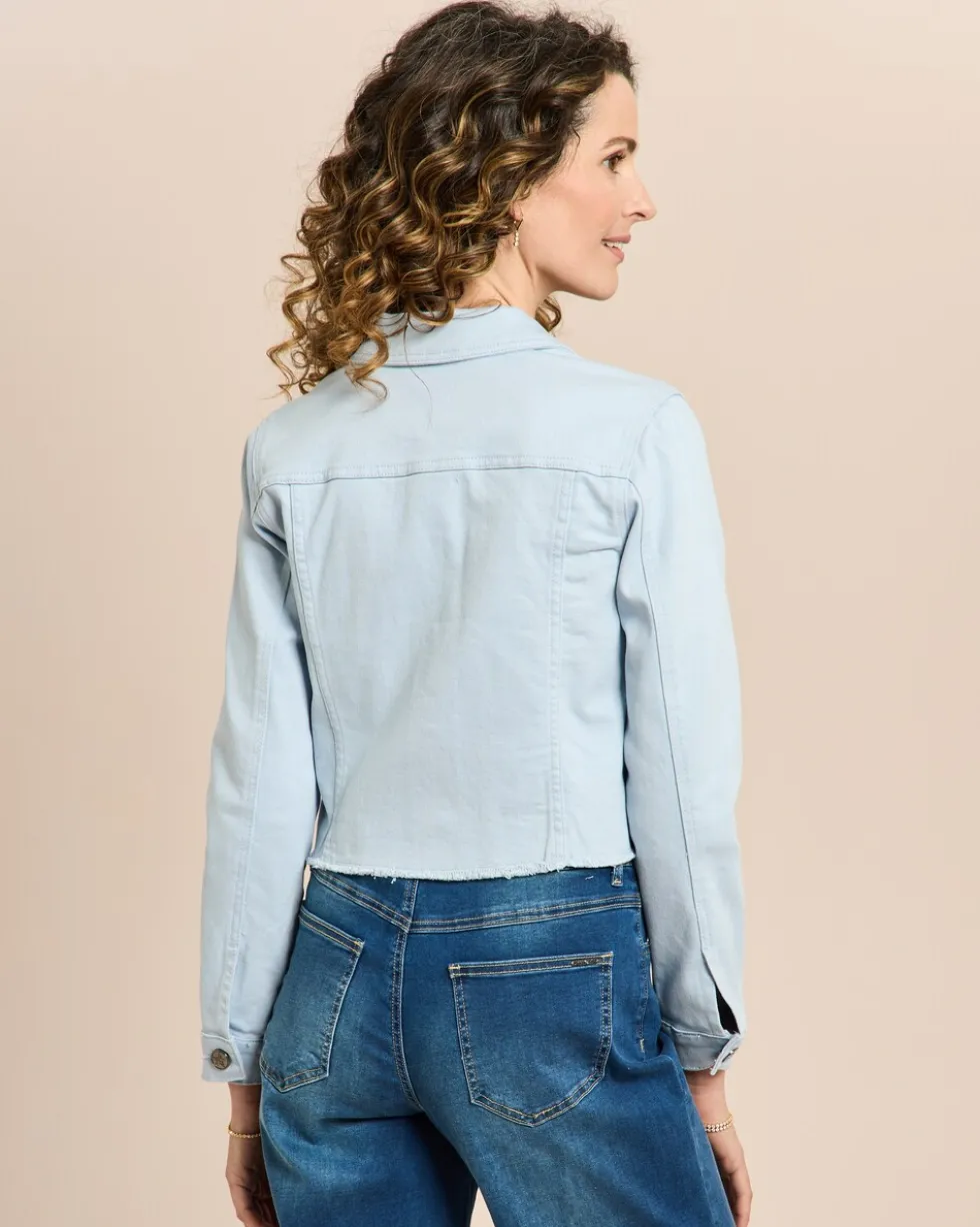 Jeansjacke mit ausgefranstem Saum