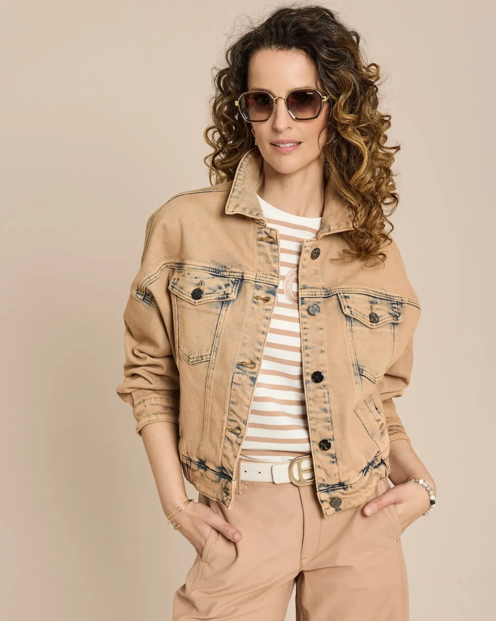 Jeansjacke mit überschnittener Schulter