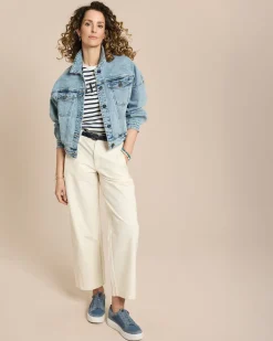 Jeansjacke mit überschnittener Schulter