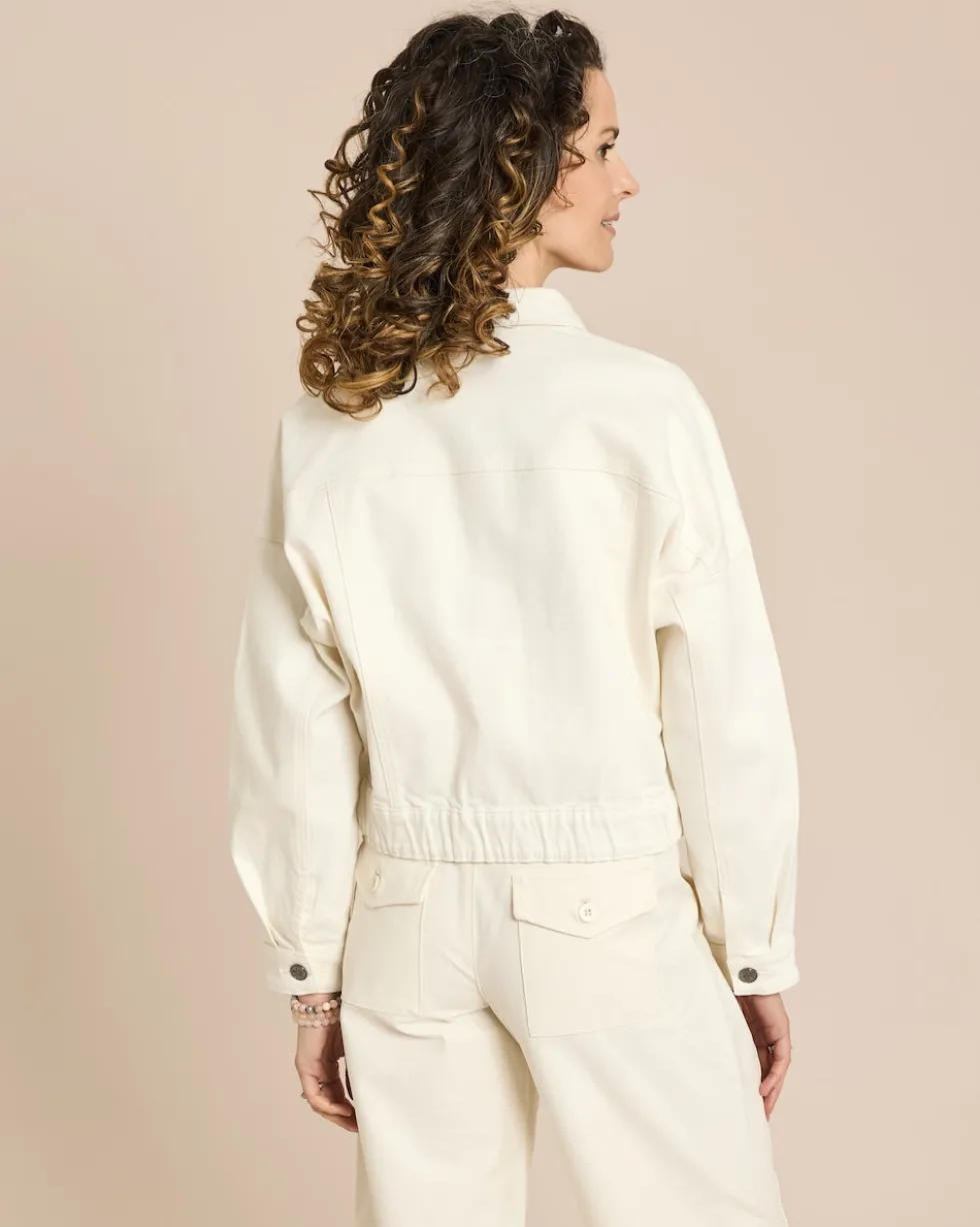 Jeansjacke mit überschnittener Schulter