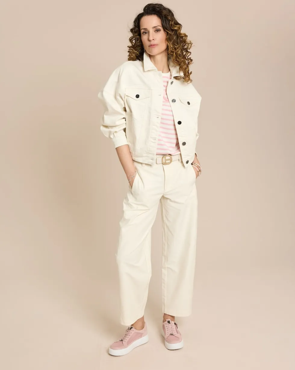 Jeansjacke mit überschnittener Schulter
