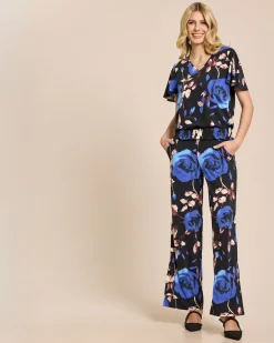 Jerseyhose mit modischem Rosendruck