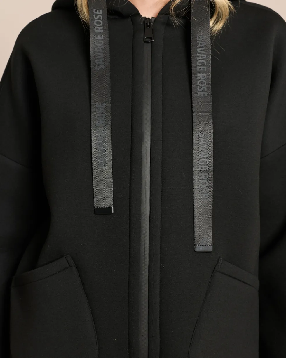 Jerseyjacke Oversized mit Kapuze