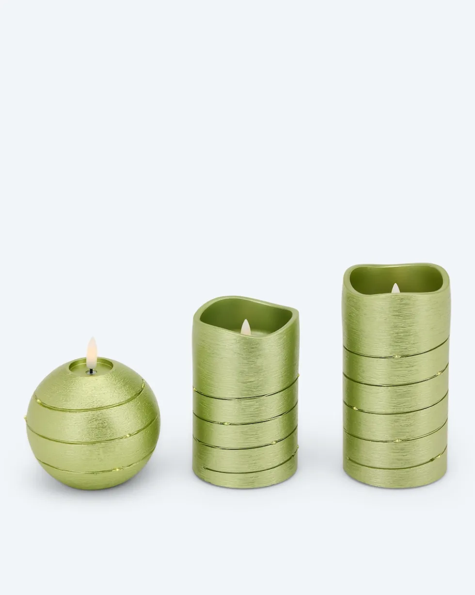 Kerzen-Set mit LED-Draht, 3tlg.