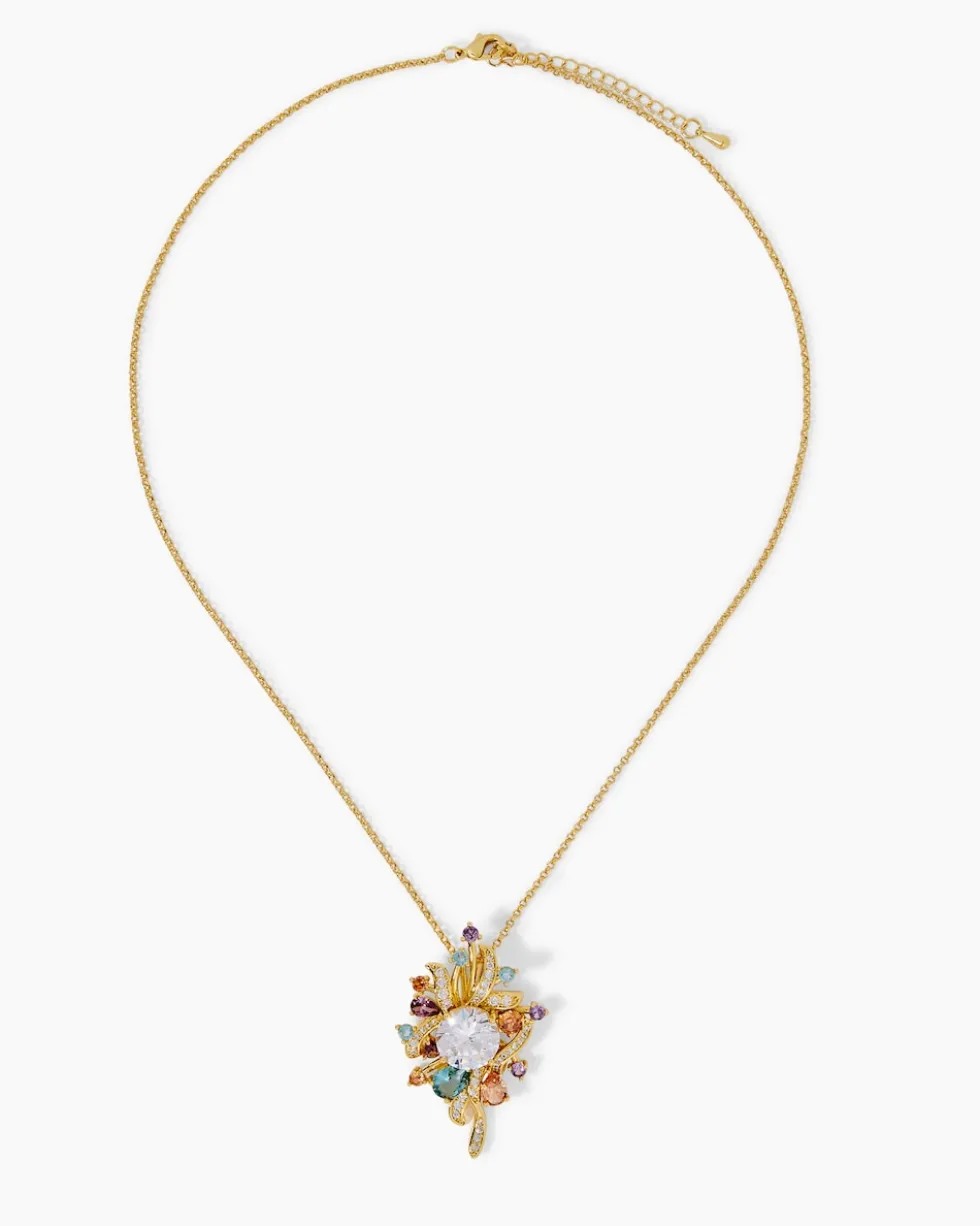 Kette + Anhänger mit Zirkonia & Glassteinen