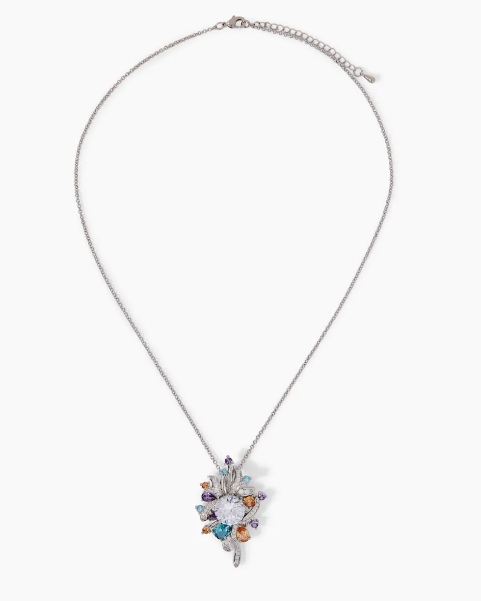 Kette + Anhänger mit Zirkonia & Glassteinen