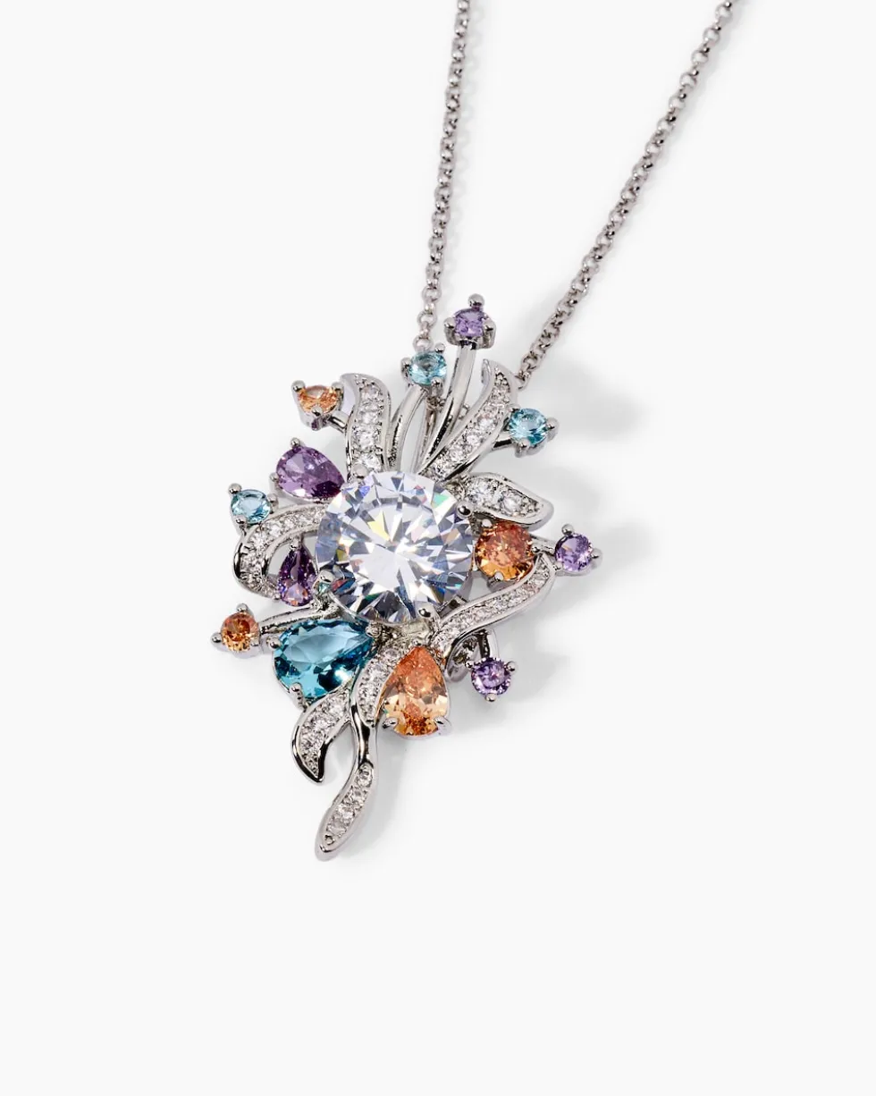 Kette + Anhänger mit Zirkonia & Glassteinen