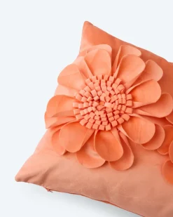 Kissen mit Blumen-Applikation, 2tlg.