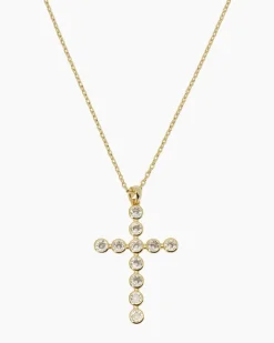 Kreuz-Anhänger mit Kette und Zirkonia
