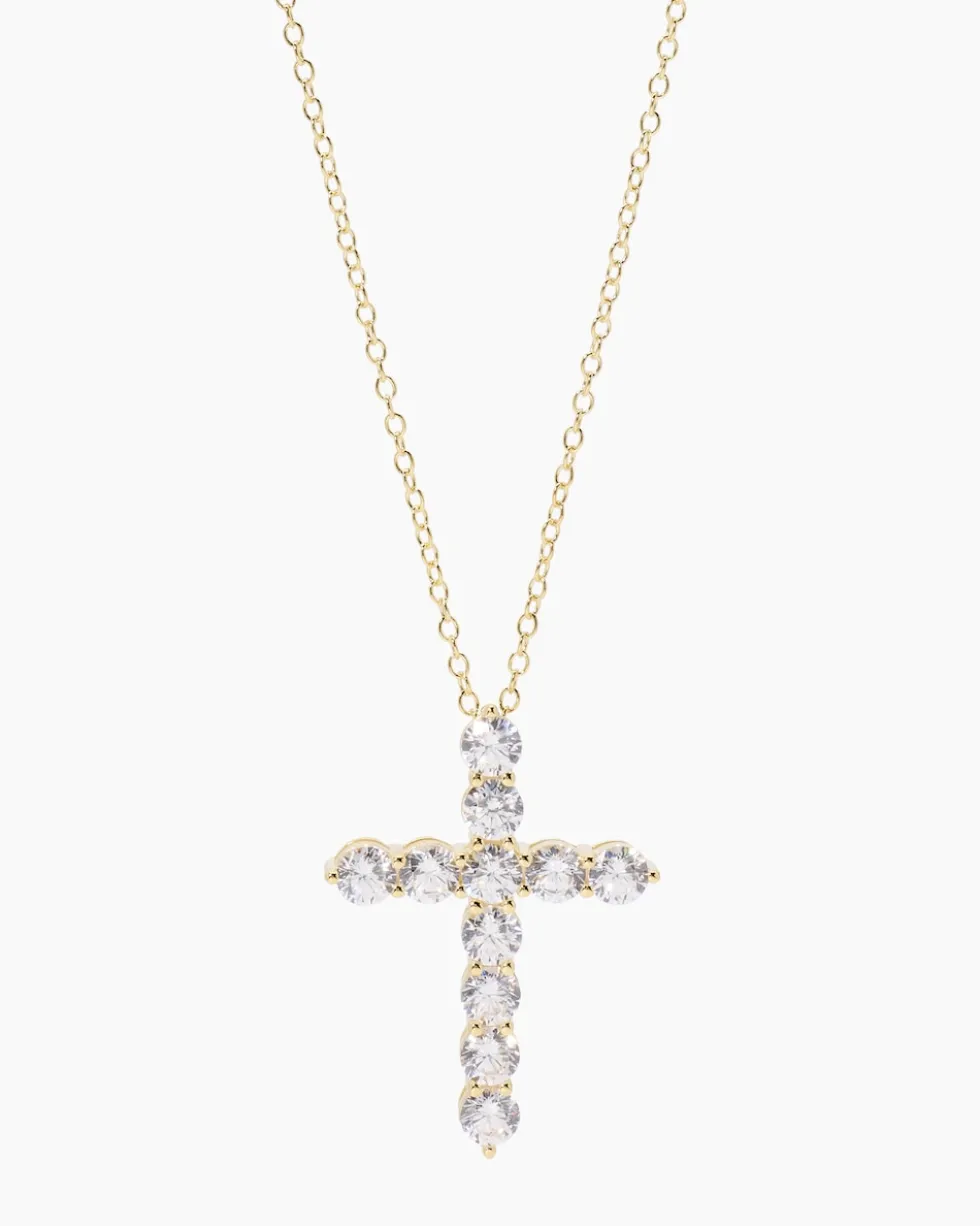 Kreuz-Anhänger mit Kette und Zirkonia