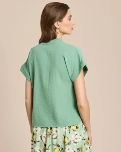 Kurzarm-Bluse mit Struktur
