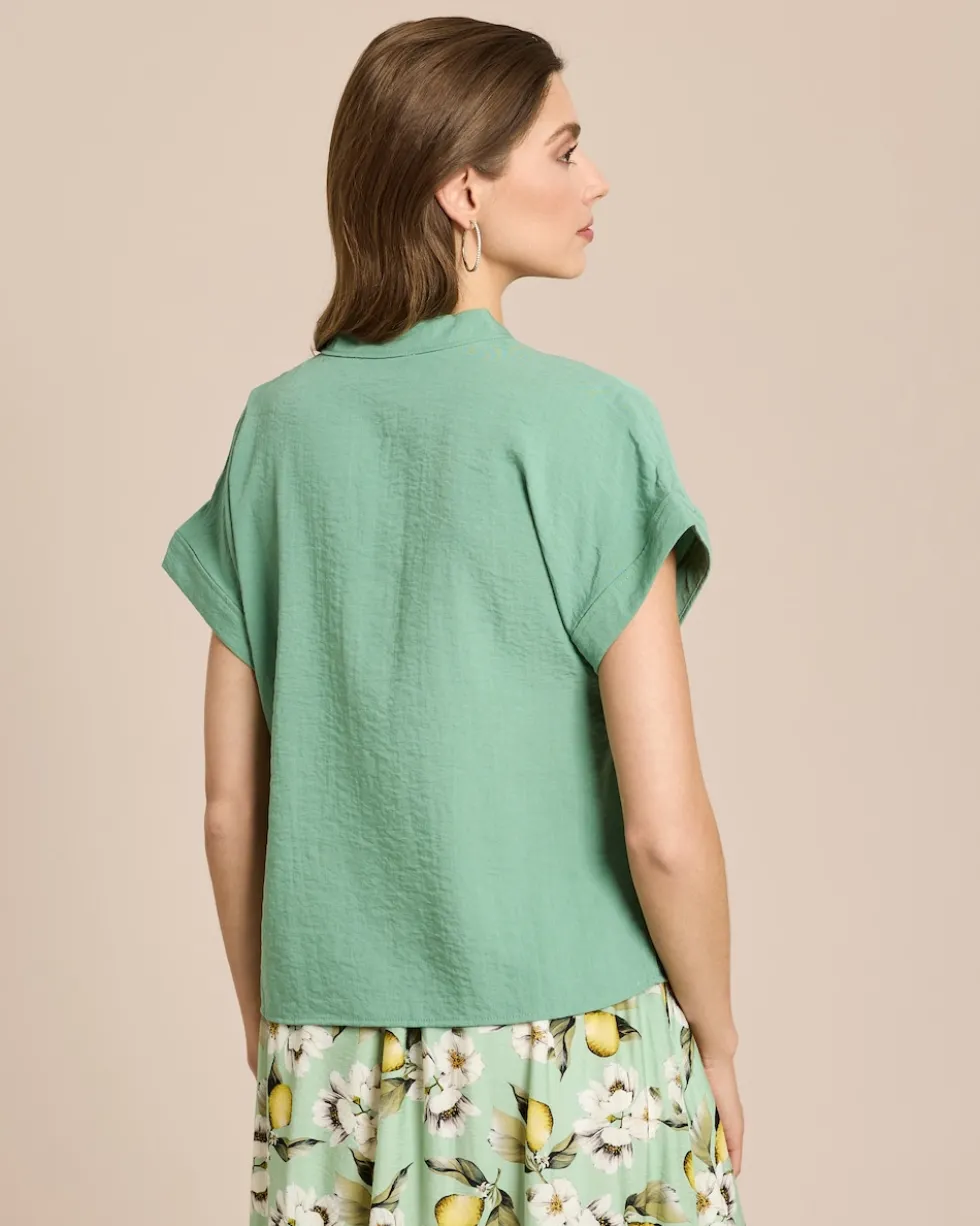 Kurzarm-Bluse mit Struktur