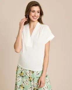 Kurzarm-Bluse mit Struktur