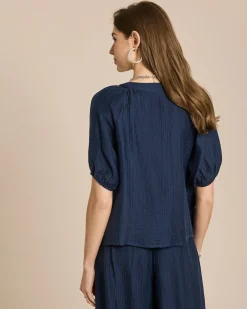 Kurzarm Bluse mit Struktur