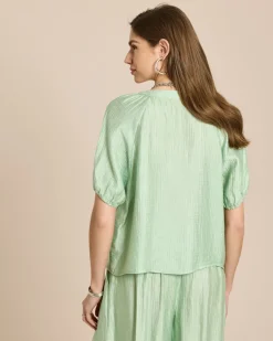 Kurzarm Bluse mit Struktur