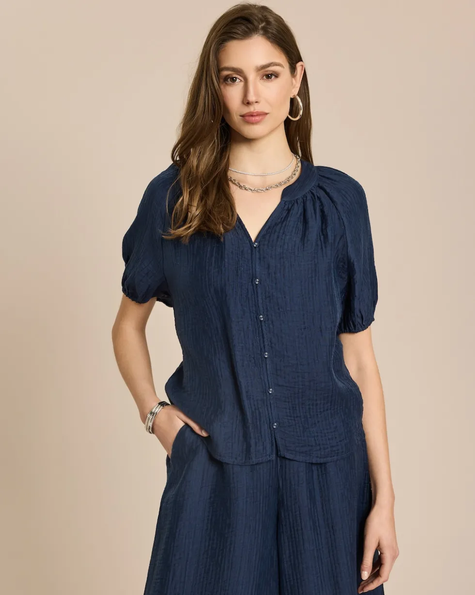 Kurzarm Bluse mit Struktur