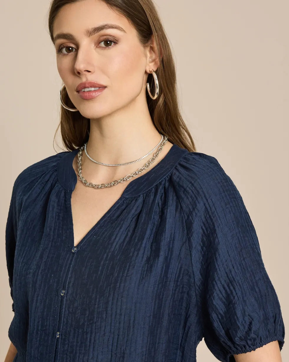 Kurzarm Bluse mit Struktur