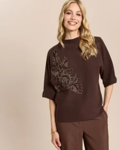 Kurzarm-Pullover mit Blumenmotiv