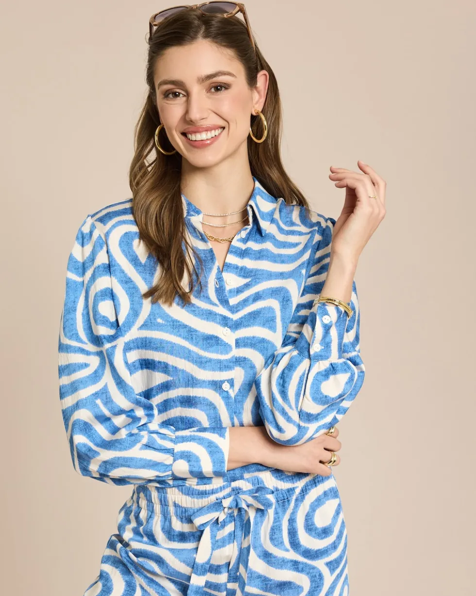 Langarm Bluse mit Allover-Muster