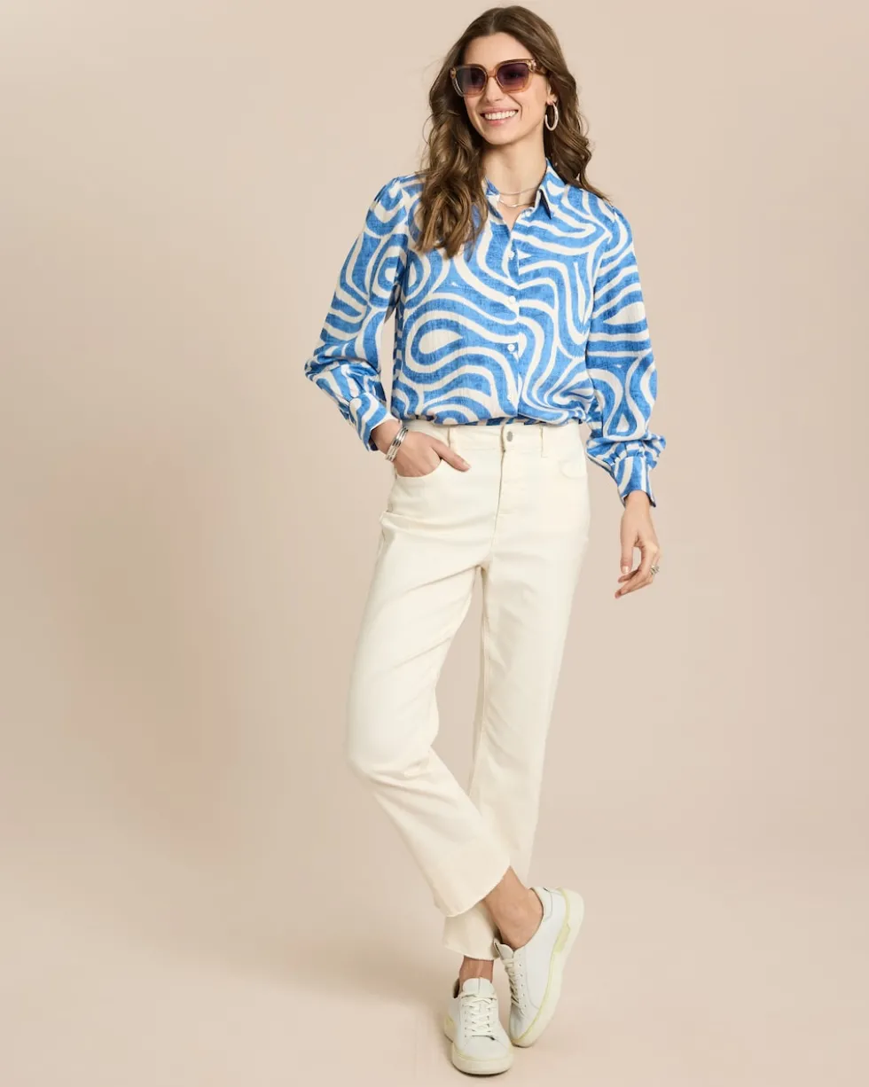Langarm Bluse mit Allover-Muster