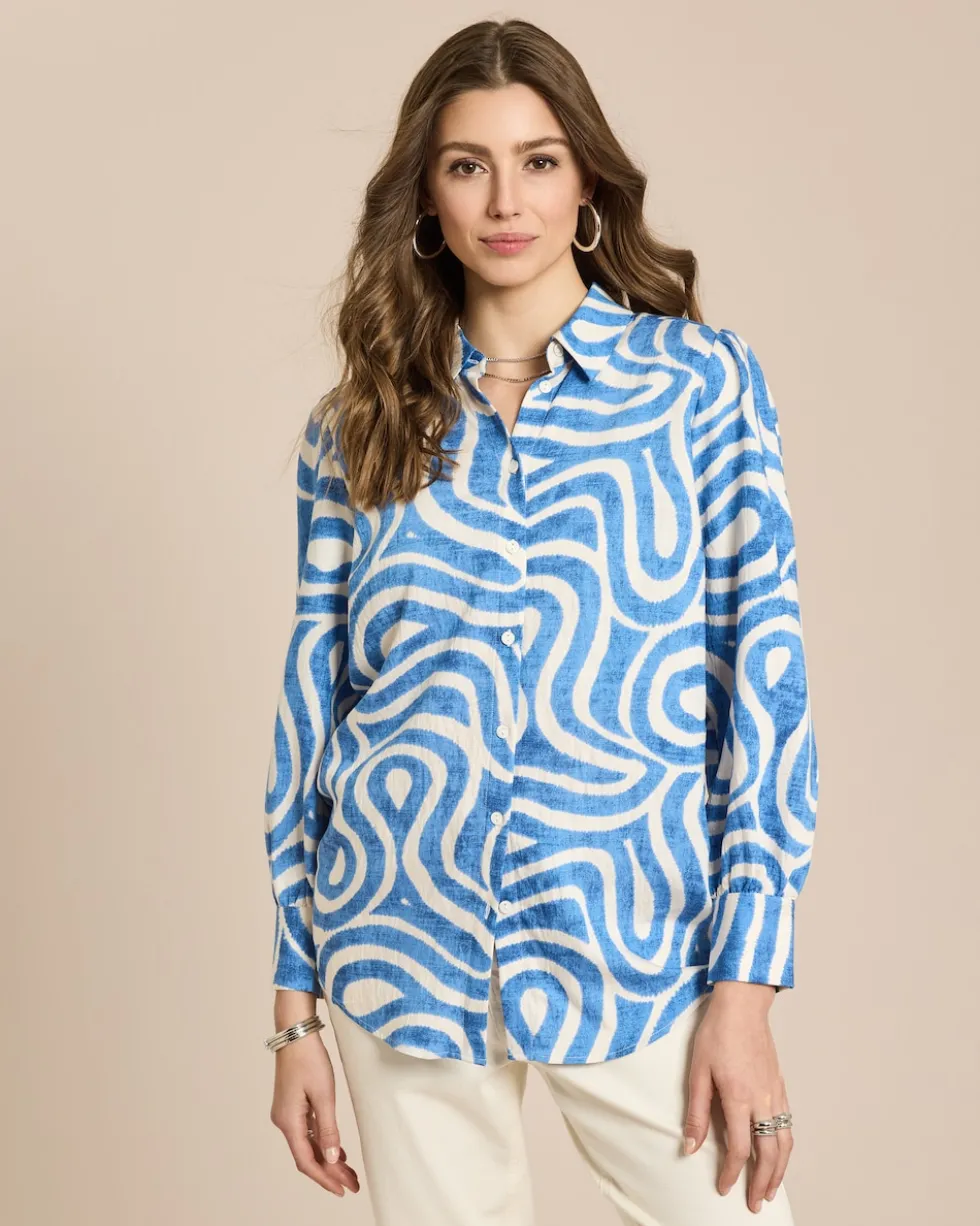 Langarm Bluse mit Allover-Muster